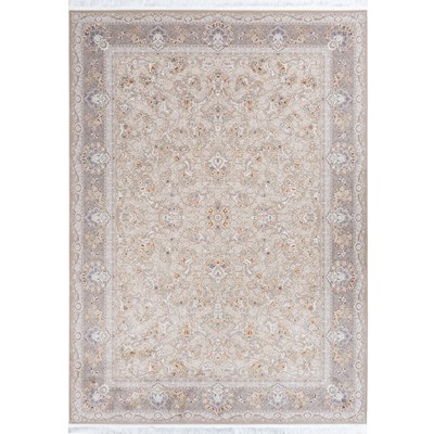 فرش ماشینی طرح 10EL0110 بژ 1200 شانه گل ابریشم