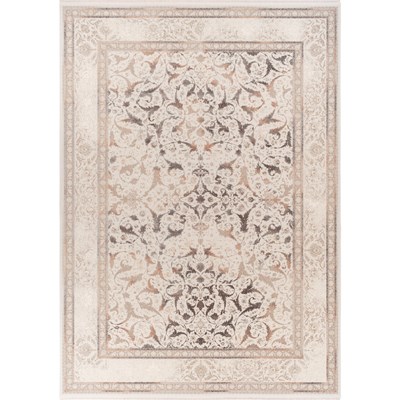 فرش ماشینی آوانته طرح 10AV0040 فندقی 1200 شانه گل ابریشم