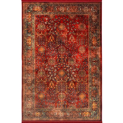 فرش ماشینی هلنا 25NH0100 لاکی معادل 77 رج دستبافت