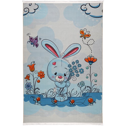 فرش ماشینی کودک طرح خرگوش آبی  کد 101200 تمام رنگ 700 شانه