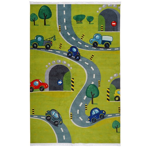 فرش ماشینی کودک طرح جاده ی اسباب بازی  کد 101201 تمام رنگ 700 شانه