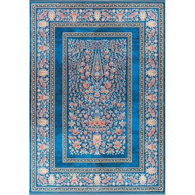 فرش ماشینی هلنا 25CS0290 آبی معادل 77 رج دستبافت