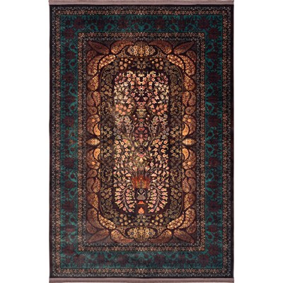 فرش ماشینی هلنا 25NH0060 قهوه ای  معادل 77 رج دستبافت