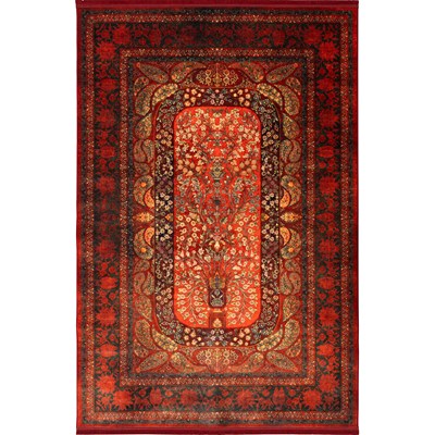 فرش ماشینی هلنا 25NH0060 لاکی  معادل 77 رج دستبافت