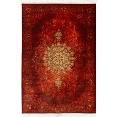 فرش ماشینی کهربا طرح 25NK0060 عنابی 1200 شانه