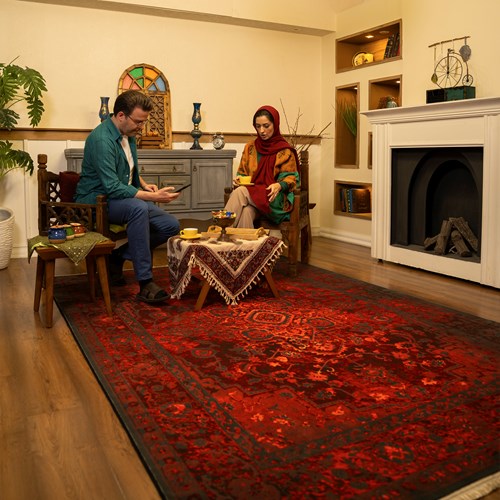 فرش ماشینی سنتی طرح 100364 لاکی 700 شانه