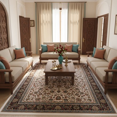 خرید فرش ماشینی 10LU0560 کرم 1200 شانه