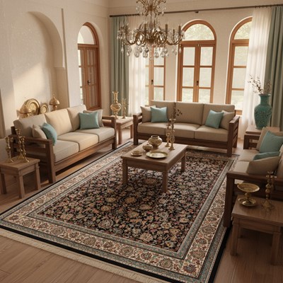 خرید فرش ماشینی 10LU0220 سرمه ای 1200 شانه