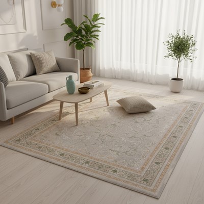 فرش ماشینی طرح 10HA0070 صدفی 700 شانه