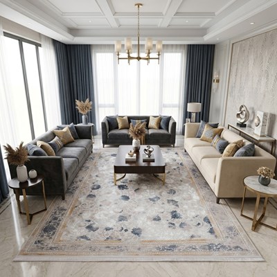 فرش ماشینی طرح 10HA0310 آبی 700 شانه
