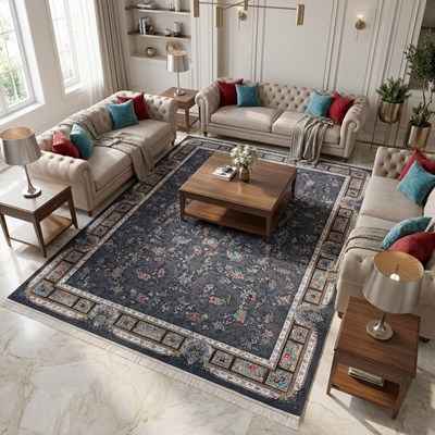 فرش ماشینی طرح 10RO0090 دودی 700 شانه