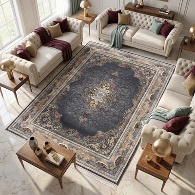 فرش ماشینی طرح 10RO0260 دودی 700 شانه