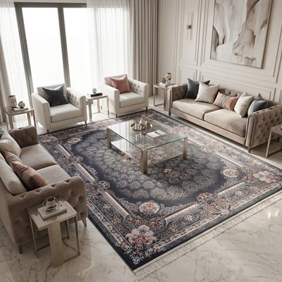 فرش ماشینی طرح 10RO0290 دودی 700 شانه