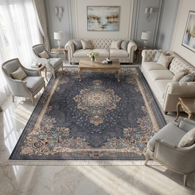 فرش ماشینی طرح 10RO0350 دودی 700 شانه