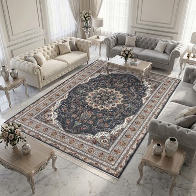 فرش ماشینی طرح 10RO0370 دودی 700 شانه