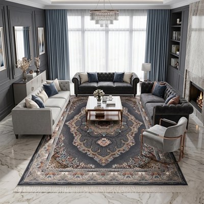 فرش ماشینی طرح 10RO0570 دودی 700 شانه