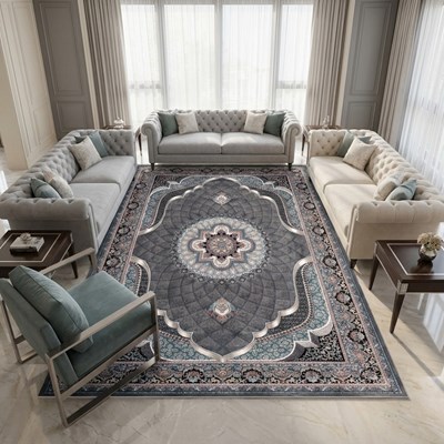 فرش ماشینی طرح 10RO0610 دودی 700 شانه