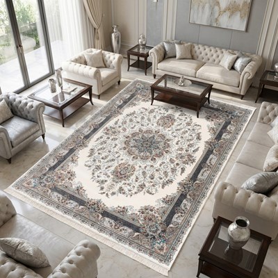 فرش ماشینی طرح 10RO0650 کرم 700 شانه
