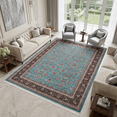 فرش ماشینی طرح 10RO0680 آبی 700 شانه