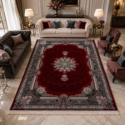 فرش ماشینی طرح 10RO0910 لاکی 700 شانه