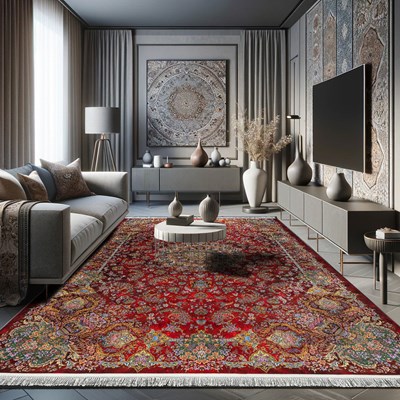 فرش ماشینی تندیس کد 2000003138 عنابی 1500 شانه