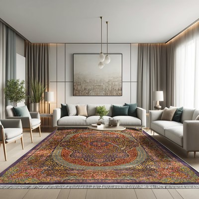 فرش ماشینی تندیس کد 2000015172 بنفش 1500 شانه