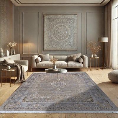 فرش ماشینی طرح 10EL0230 بژ 1200 شانه گل ابریشم