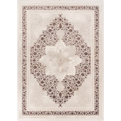 فرش ماشینی آوانته طرح 10AV0200 فندقی 1200 شانه گل ابریشم