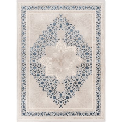 فرش ماشینی آوانته طرح 10AV0200 آبی 1200 شانه گل ابریشم