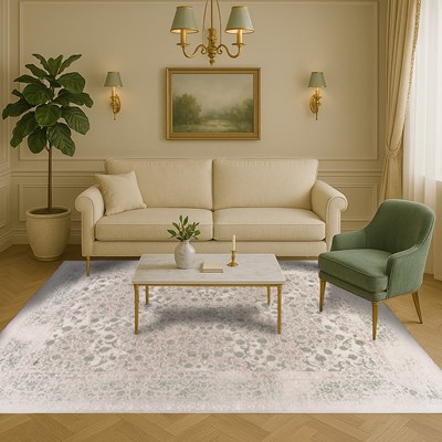فرش ماشینی آوانته طرح 10AV0150 سبز 1200 شانه گل ابریشم
