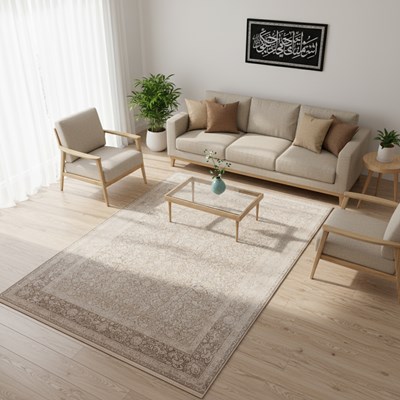 فرش ماشینی  پالمرا طرح 10PA0010 نسکافه ای 1500 شانه