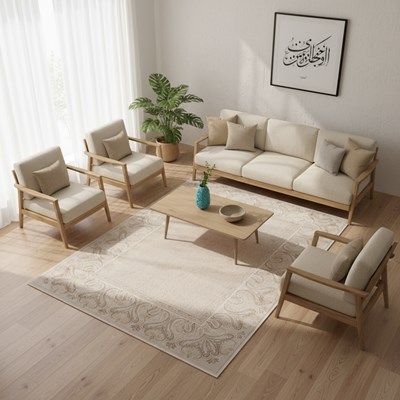 فرش ماشینی  پالمرا طرح 1PA0030 کرم 1500 شانه