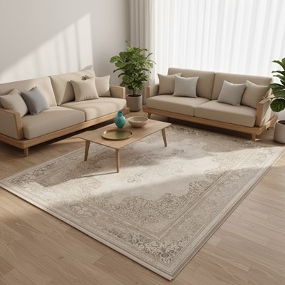 فرش ماشینی  پالمرا طرح 10PA0070 کرم 1500 شانه