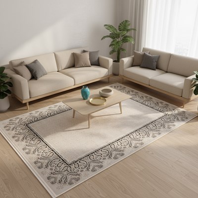 فرش ماشینی  پالمرا طرح 10PA0080 کرم 1500 شانه