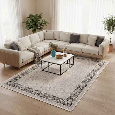 فرش ماشینی  پالمرا طرح 10PA0100 کرم 1500 شانه