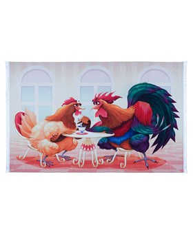 فرش ماشینی کودک طرح مرغ و خروس  کد 100214  تمام رنگ 700 شانه