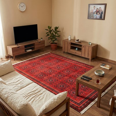 فرش ماشینی سنتی طرح 100312 زرشکی 1000 شانه
