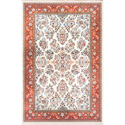 فرش ماشینی سنتی طرح 100355 کرم 1000 شانه