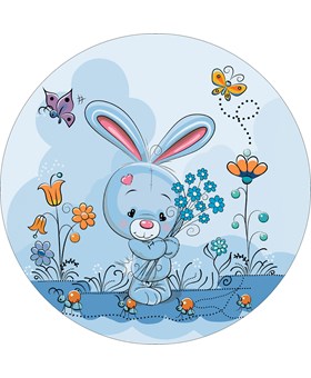 فرش ماشینی گرد کودک طرح خرگوش آبی کد 101200 تمام رنگ 700 شانه