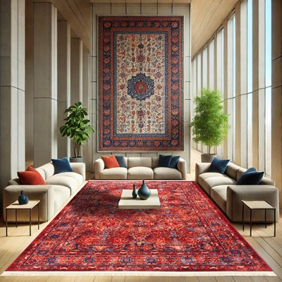 فرش ماشینی سنتی طرح 25CS0200 عنابی  1000 شانه
