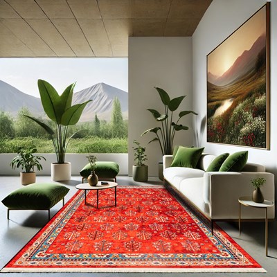 فرش ماشینی سنتی طرح 25CS0230 قرمز 1000 شانه
