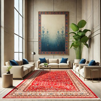 فرش ماشینی سنتی طرح 25CS0270 زرشکی 1000 شانه