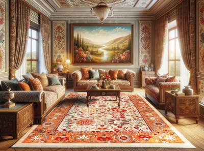 فرش ماشینی سنتی طرح 900403  آجری 1000 شانه