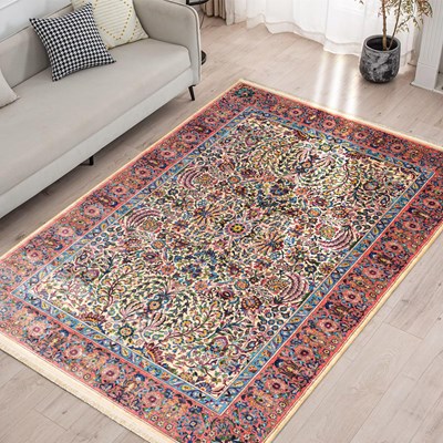 فرش ماشینی سنتی طرح 900408 کرم 1000 شانه