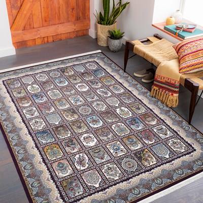 فرش ماشینی اصیل طرح 100905 شرابی  1200 شانه