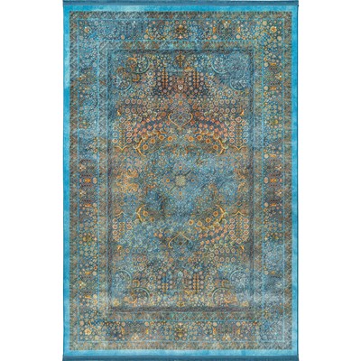 فرش ماشینی هلنا 25NH0000 آبی معادل 77 رج دستبافت