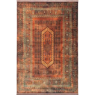 فرش ماشینی  هلنا 25NH0040  حنایی  معادل 77 رج دستبافت