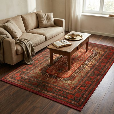فرش ماشینی هلنا 25NH0060 لاکی  معادل 77 رج دستبافت