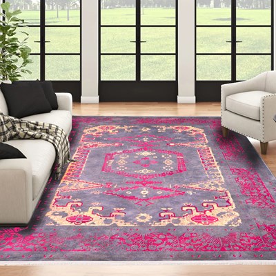 فرش ماشینی نوستالوژیا طرح 300608 بنفش  1200 شانه