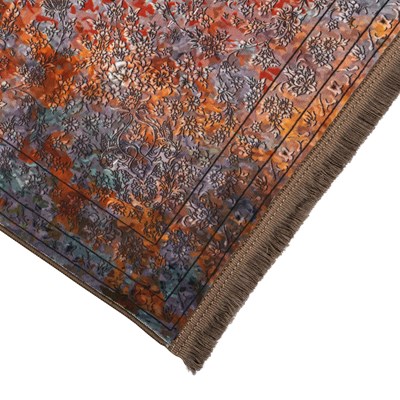 فرش ماشینی نوستالوژیا طرح 300629 آجری 1200 شانه